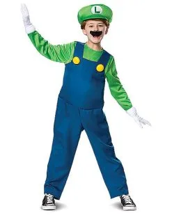 Spirit Halloween Kids Luigi Costume Deluxe- Mario Bros.
