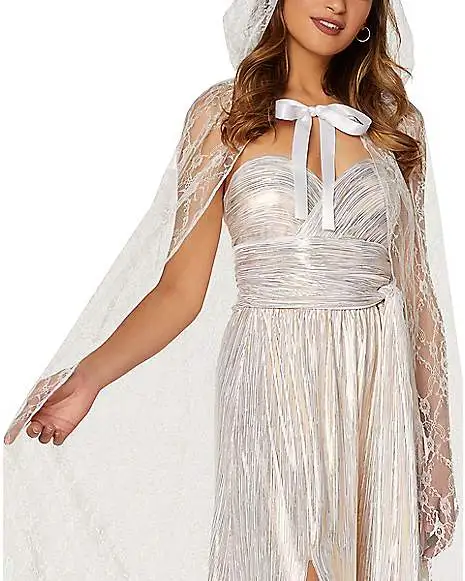 Spirit Halloween Adult White Lace Cape - Image 2