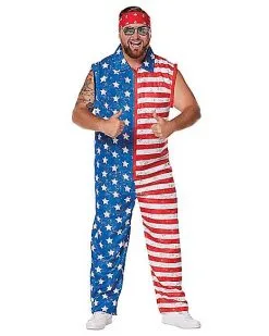 Spirit Halloween Adult Stars And Stripes Plus Size Jumpsuit Costume